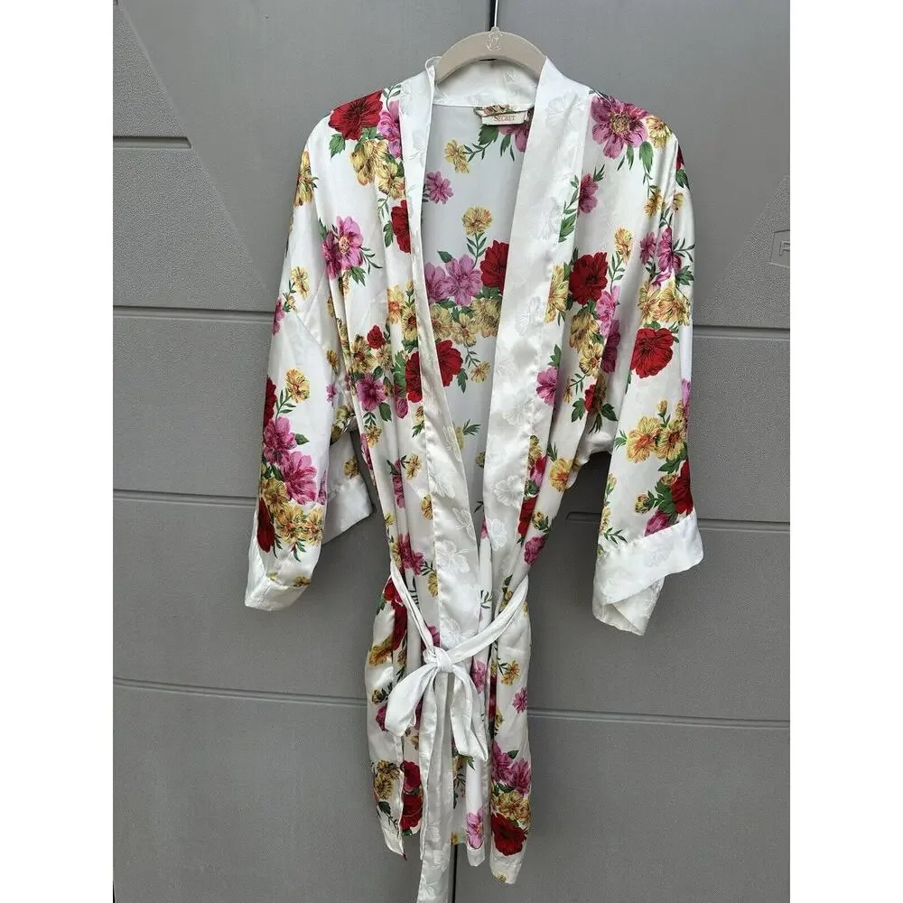 Vintage Victoria's Secret Gold Label Robe Satin Floral Kimono One size 90’s Y2K